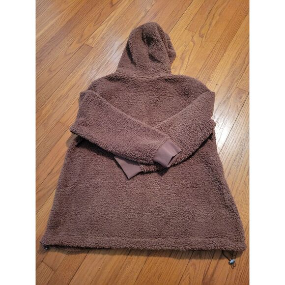 Calvin Klein Womens Fleece Jacket L Fuzzy Teddi Sherpa 1/4 Zip Pullover Cafe Ole - Picture 7 of 7